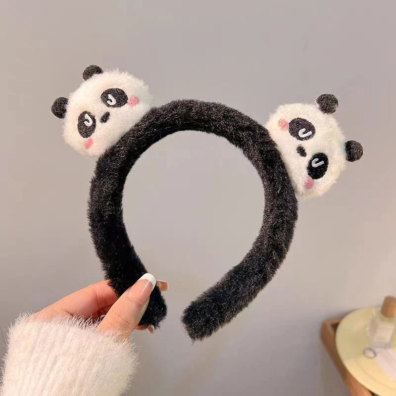 Kawaii Panda Plush Hair Band 🐼✨ | Non-Slip Cartoon Face Wash Headband for Girls | Cute Cotton Hair Accessories