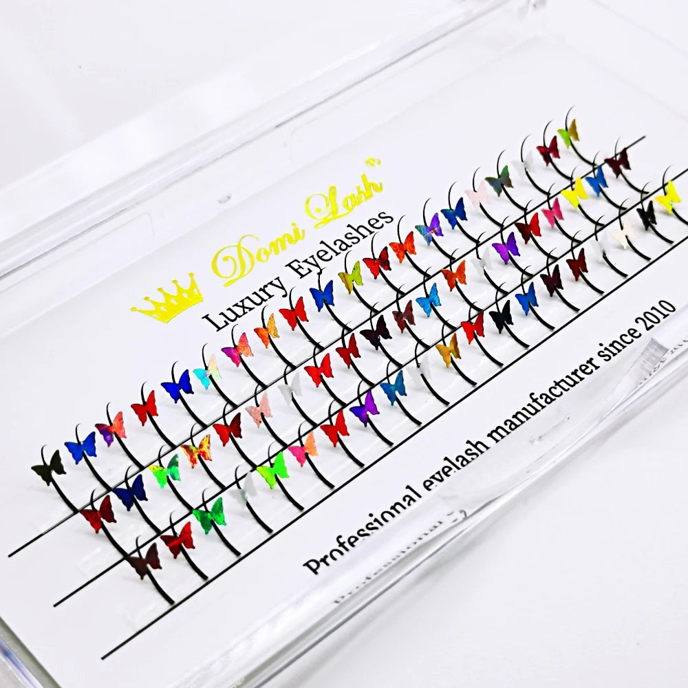 Whimsical Butterfly Glitter Lashes 🦋✨ - Colorful & Fluorescent Individual Extensions for Magical Makeup! 🌈💖