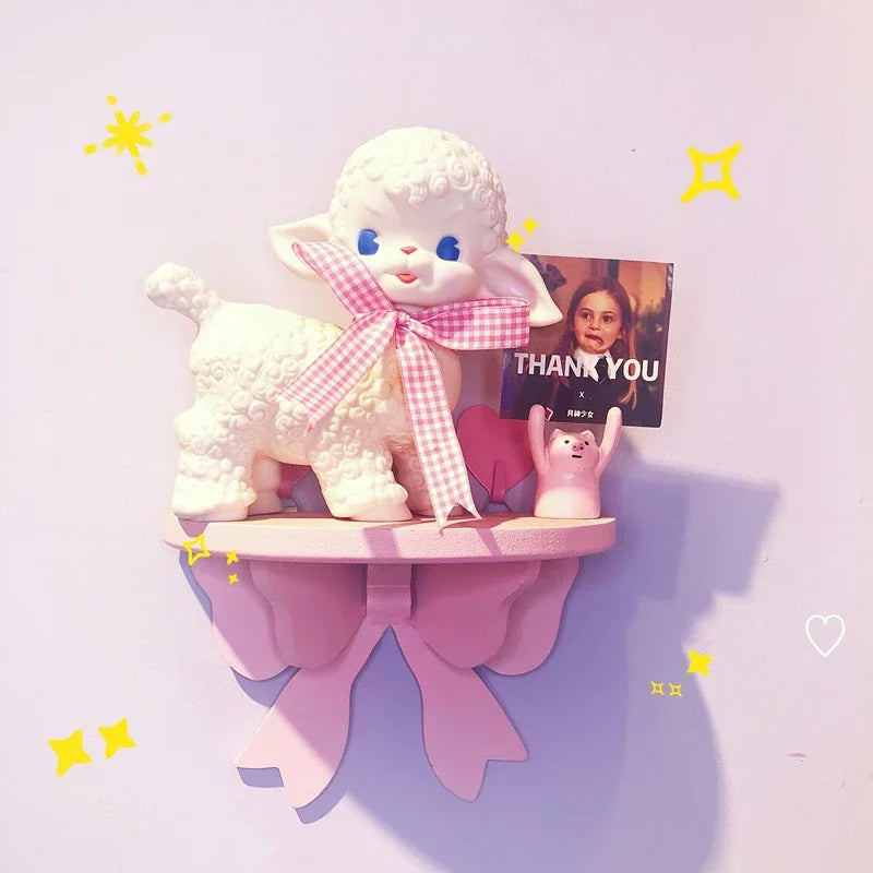 Kawaii Pink Bow Wooden Wall Shelf πΈβ¨ | Cute Girly Cosmetic Rack for Heartfelt Room Decor ππ‘