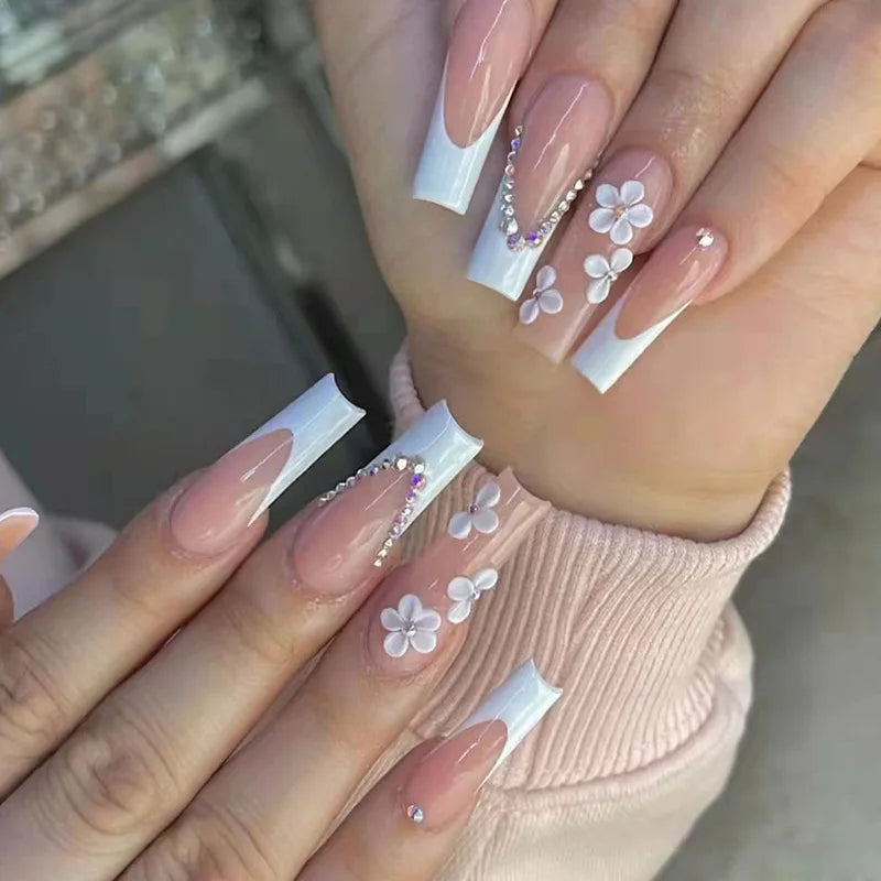 Kawaii Pink Bow Ballet Coffin Press-On Nails πβ¨ - 24 Pcs Full Cover Magic!