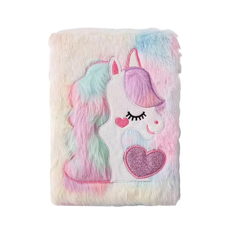 Kawaii Unicorn Plush A5 Notebook π¦β¨ Macaron Heart Diary for Students - Cute Cartoon Handbook! ππ