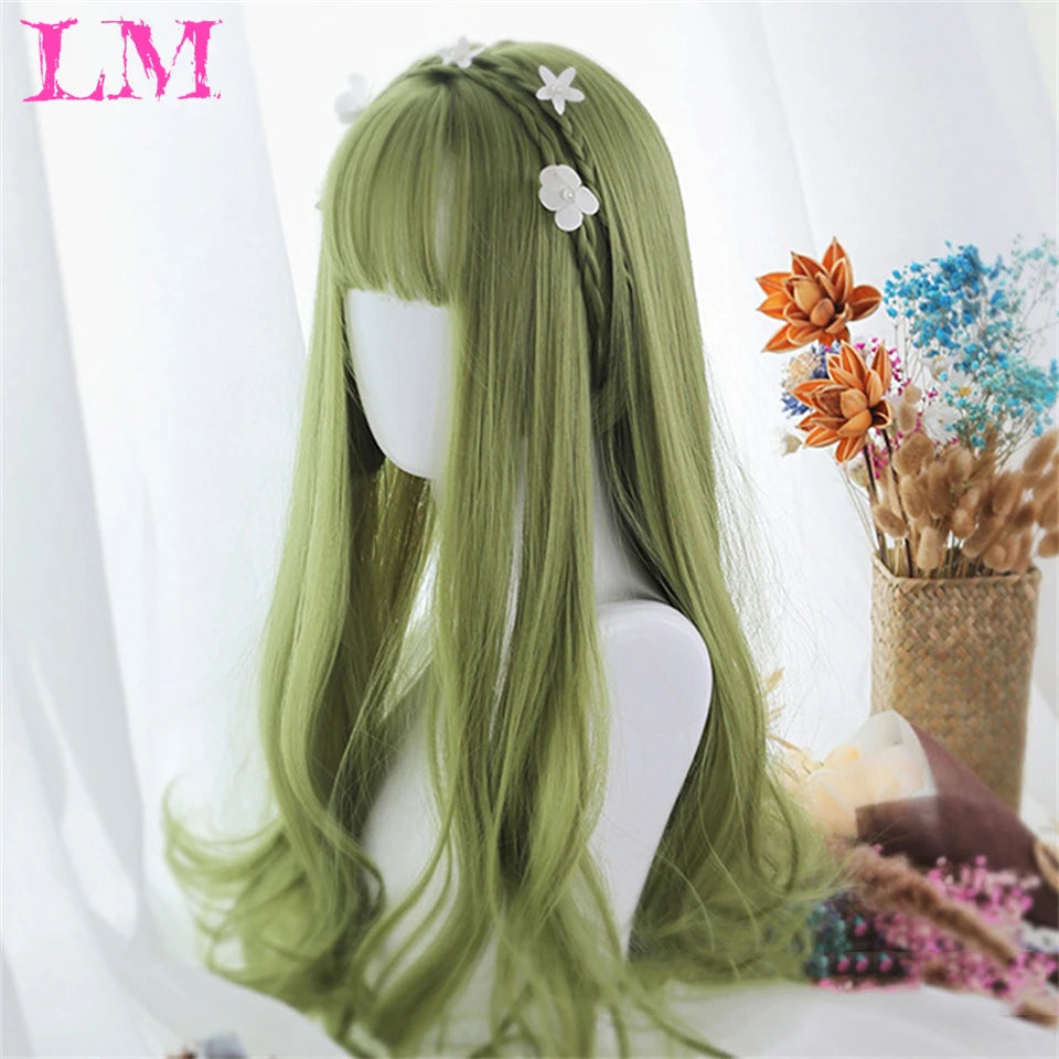 Kawaii Ombre Green Wavy Wig 🌟✨ | Heat-Resistant Fiber for Cosplay & Daily Style 💚🎀