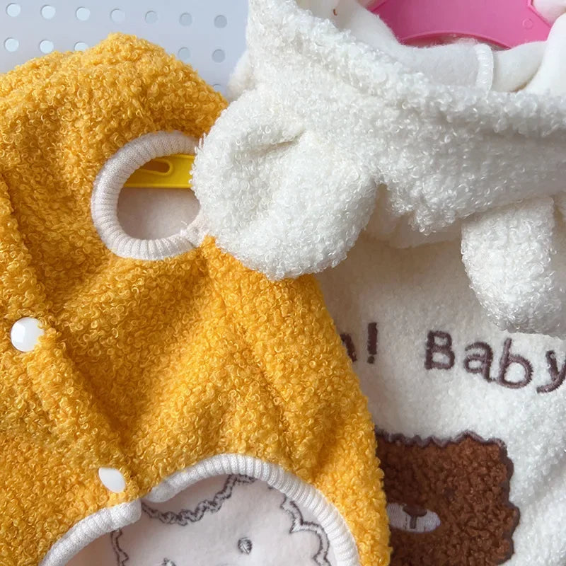 Cute Pet Dog Clothing Small Dog Cat Teddy Velvet Warm Autumn/Winter Warm Vest Bear Ear Transformation Dress Puppy Clothes