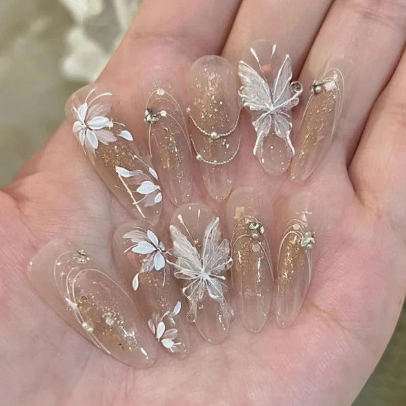 Kawaii Butterfly Delight πΈβ¨ 30 Almond Shaped Press-On Nails with Nail Glue & File! π¦π