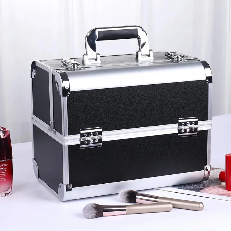 Kawaii Makeup Train Case πβ¨ | Adjustable 4-Tray Organizer with Lockable Compartments ππ