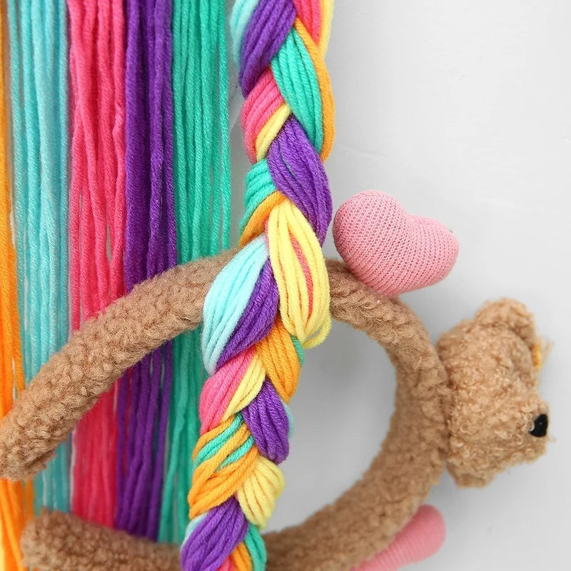 Kawaii Unicorn Hair Clip Organizer πβ¨ Wall Hanging Storage for Girls' Room Decor π Bohemian Tassel Art