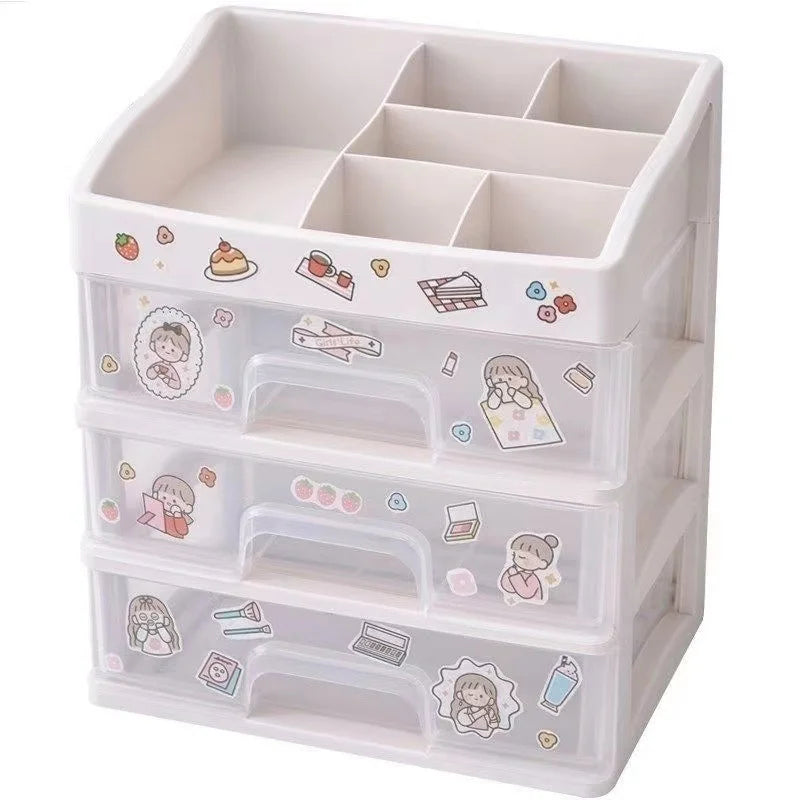 🌸 Cute Pink Kawaii Makeup Drawer Organizer 💖 - Ins Heart-Shaped Desktop Storage Box ✨