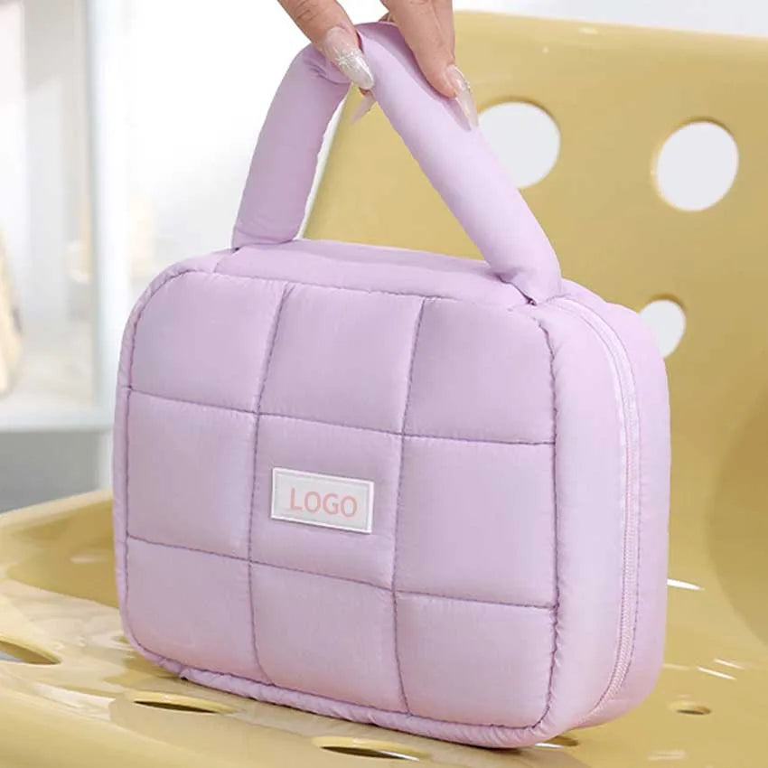 Kawaii Puffed Cosmetic Bag πΈβ¨ Cute Quilted Toiletry Pouch for Travel ππ Multi-Purpose Makeup Case