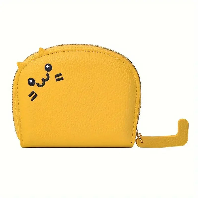 Cartoon Cat Wallet With Card Slots Zipper Coin Holder PU Leather 🐱💖