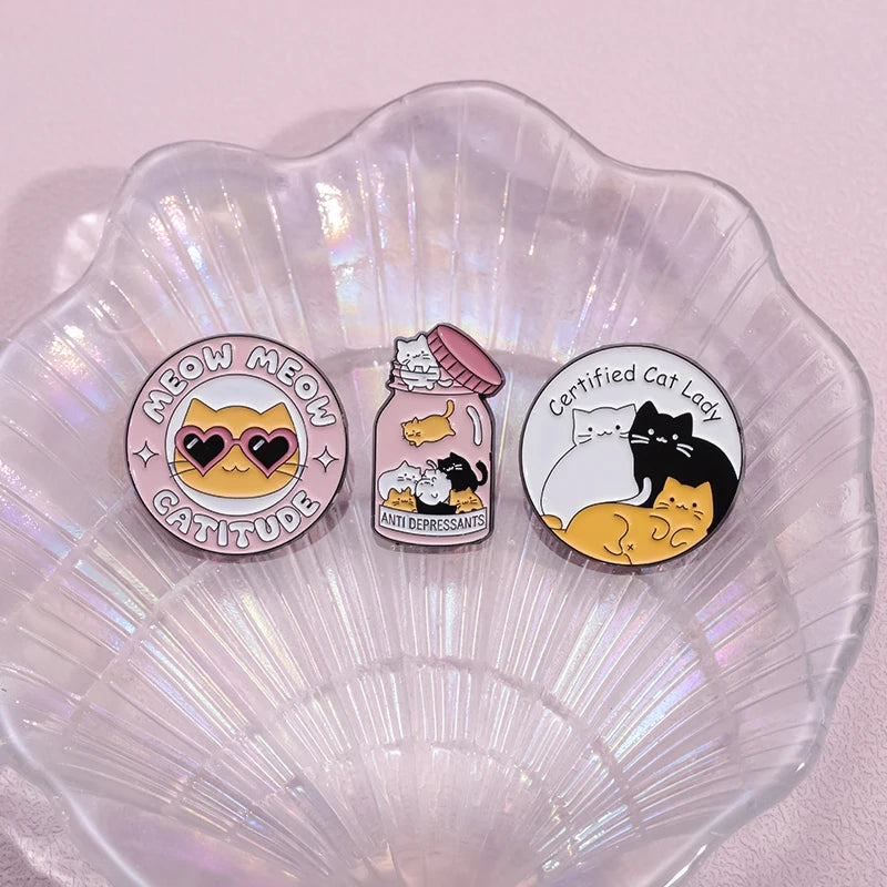 Kawaii Animal Brooch Set πΎβ¨ Adorable Enamel Pins - Cute Cat & Capybara Metal Accessories for Fashion & Gifts! ππ