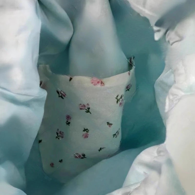 Kawaii Y2K Floral Bunny Bag πβ¨ Drawstring Pleated Chic Shoulder Tote for Women