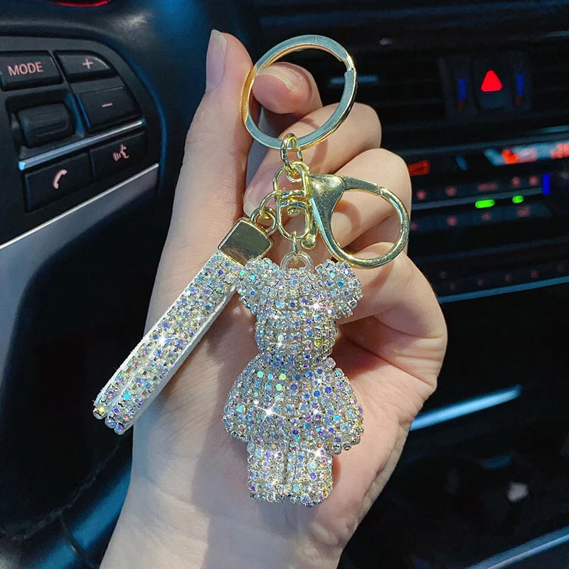 Diamond Bear Car Keychain Cute Handmade Luxury Rhinestone Bag Pendant 🧸💎✨