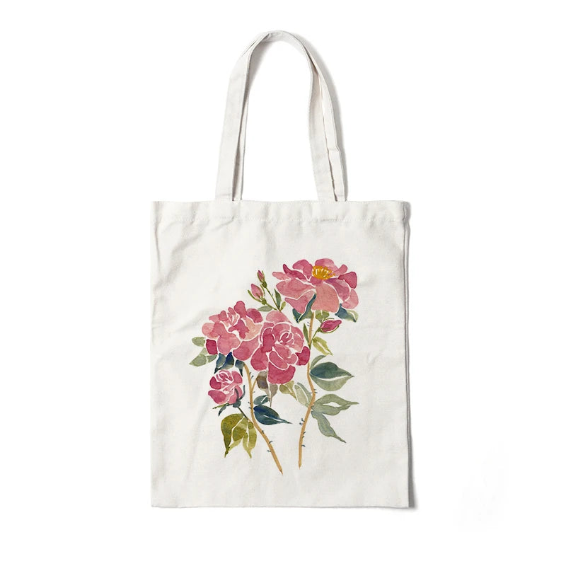 Kawaii Floral Canvas Tote πΌπ | Cute Eco-Friendly Shoulder Bag for School & Shopping πΈβ¨