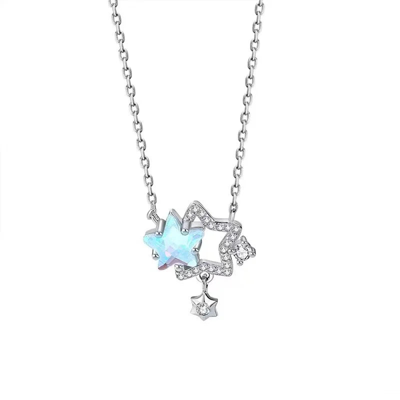 ✨ Kawaii Starry Zircon Pendant Necklace 🌟 | Cute Beaded Chain for Y2K Girls | Trendy Hip Hop Aesthetic Jewelry 🎀 | Perfect Gift for Moms & Besties! 💖