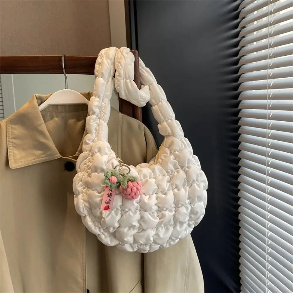 Kawaii Cloud Padded Crossbody Bag πβ¨ - Cute Ruched Tote for Trendy Women! πΈπ