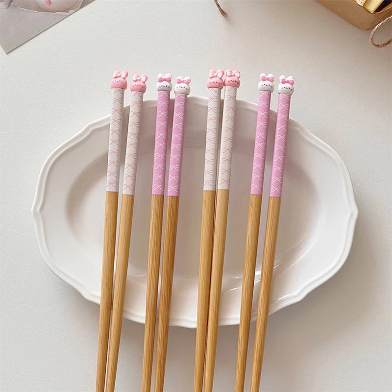 Bunny Love Chopsticks ππ - Whimsical Wooden Utensils for Sushi & Noodles - Fun for All Ages! ππ₯’ - Pixie Quill