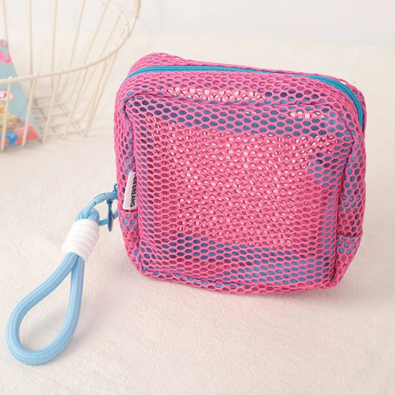 Kawaii Mini Mesh Storage Pouch πβ¨ Cute Zipper Coin Purse & Wash Bag π Perfect for Stationery & Cosmetics! πΎπ