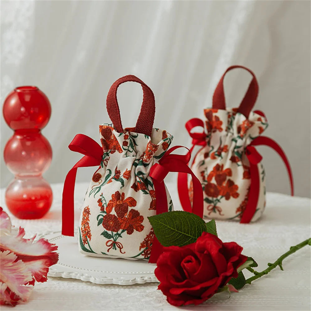 Charming Floral Treat Bags πΈπ¬ - Adorable Drawstring Pouches for Sweet Surprises! πβ¨