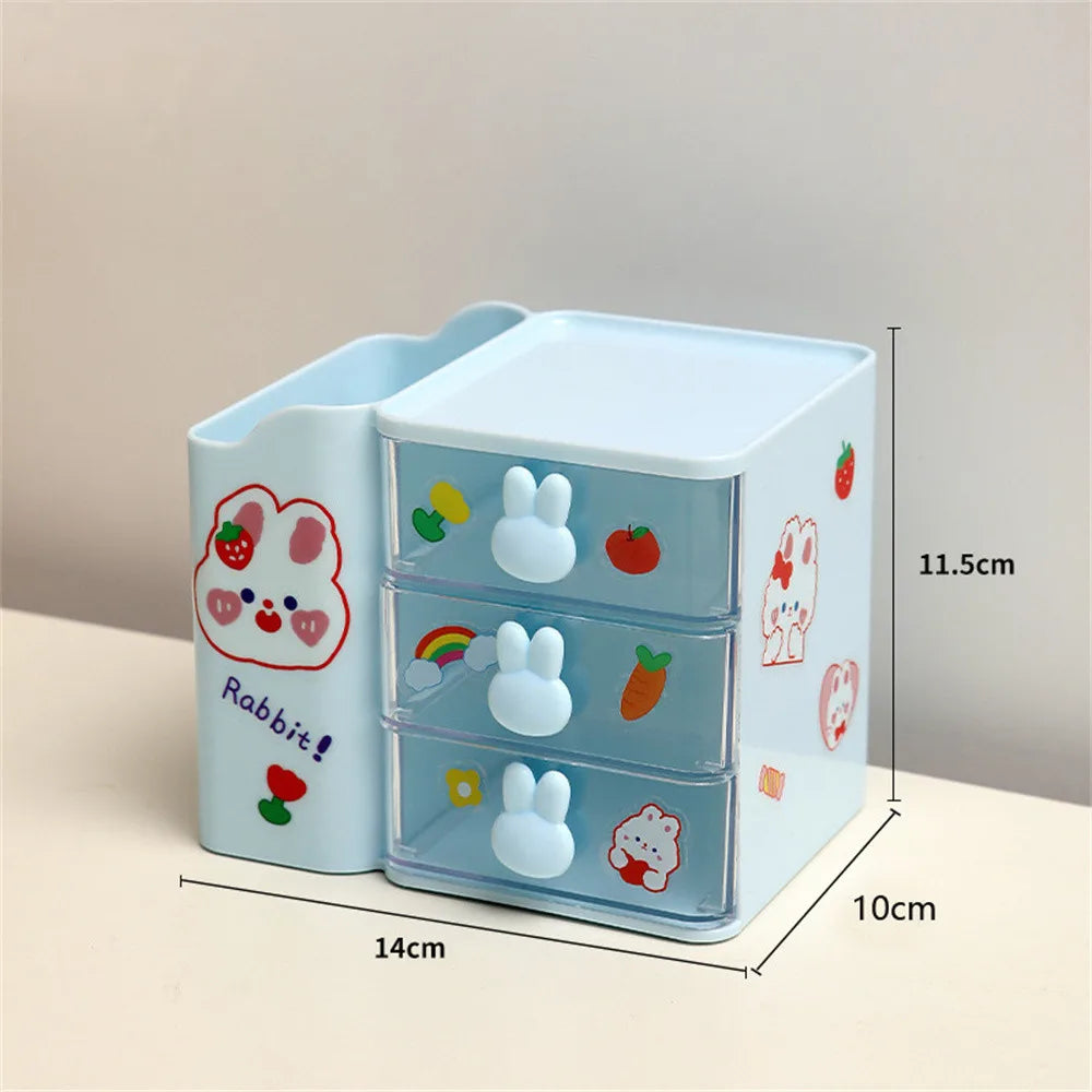 Kawaii Bunny Desktop Organizer π°β¨ β Cute Storage Box for Stationery & Cosmetics πΈποΈ