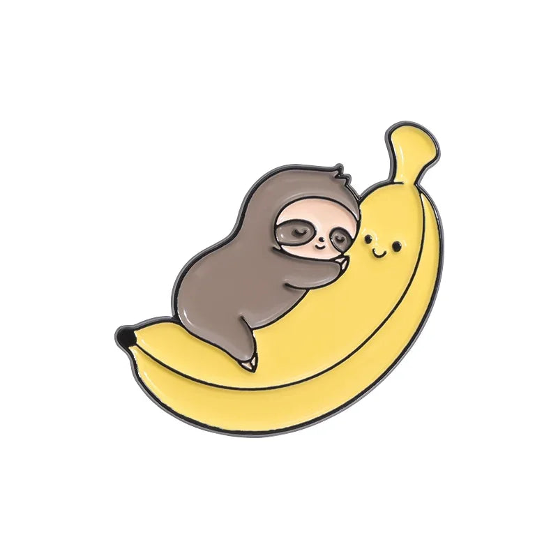 Adorable Sloth Enamel Pin 🦥 | Kawaii Coffee & Donut Brooch 🍩 | Trendy Metal Lapel Badge for Backpack & Clothes 🌟