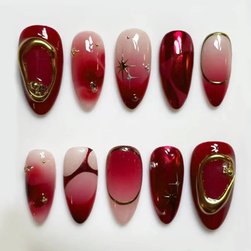 Kawaii Dreamy Starry Press-On Nails πβ¨ | 24pcs Gradient Blue French Tips with Gold Moon Designs ππ
for Sweet Almond Looks!