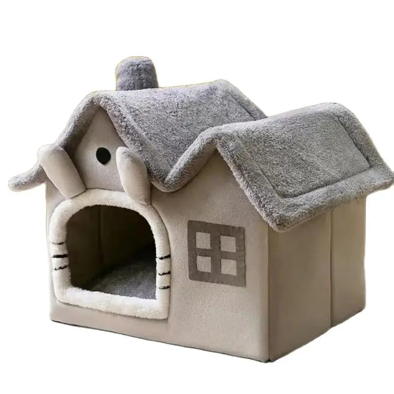 Kawaii Cozy Cat Nest πΎπΈ | Double Roof Pet House for All Seasons π | Warm & Washable Small Dog Bed πΆβ¨