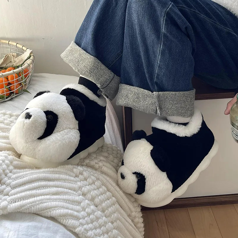 Kawaii Panda Plush Slippers 🐼✨ | Cozy Cartoon Indoor Footwear for Couples | Winter Warmth & Cute Comfort!