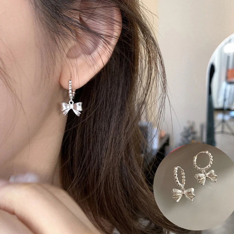 Kawaii Bow Knot Earrings β¨ | 925 Sterling Silver Tassel Jewelry for Women π | Perfect Gift for Her π