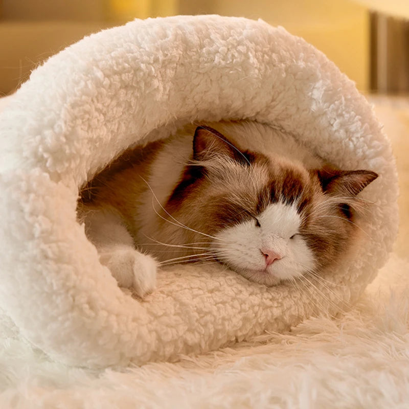 Cozy Kawaii Cat Tunnel Nest πΎπ Soft Plush Sleeping Bag for Purr-fect Snuggles! π€π±