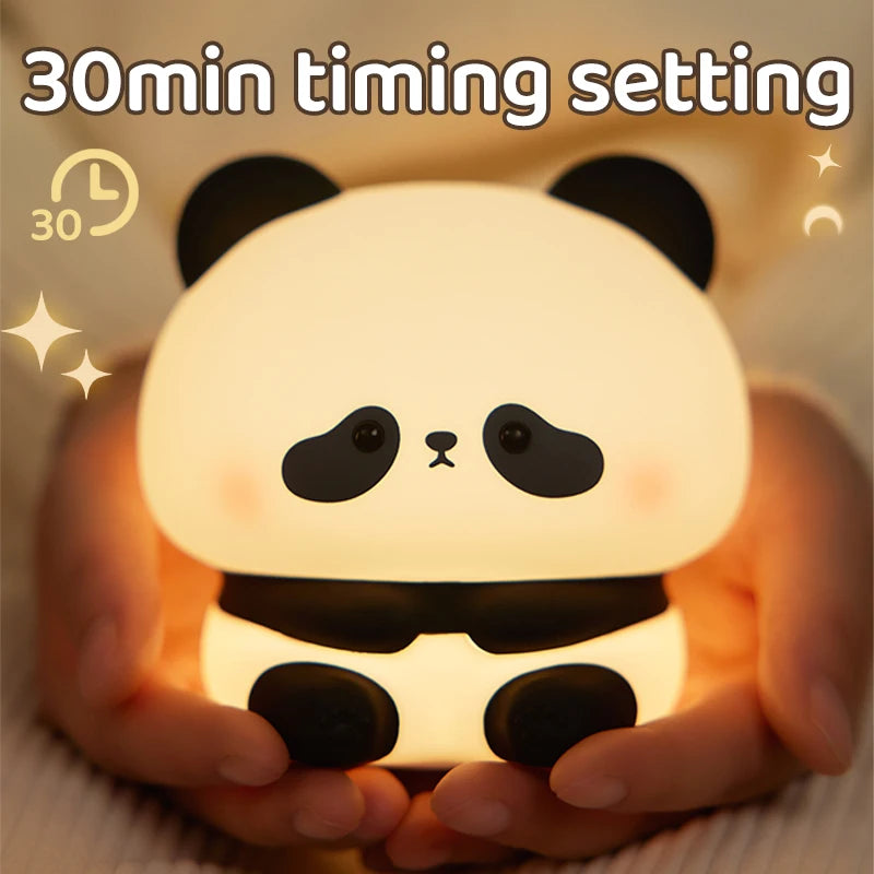 Adorable Panda Silicone LED Night Light - USB Rechargeable Touch Lamp for Cozy Bedtime Bliss πΌπ‘β¨