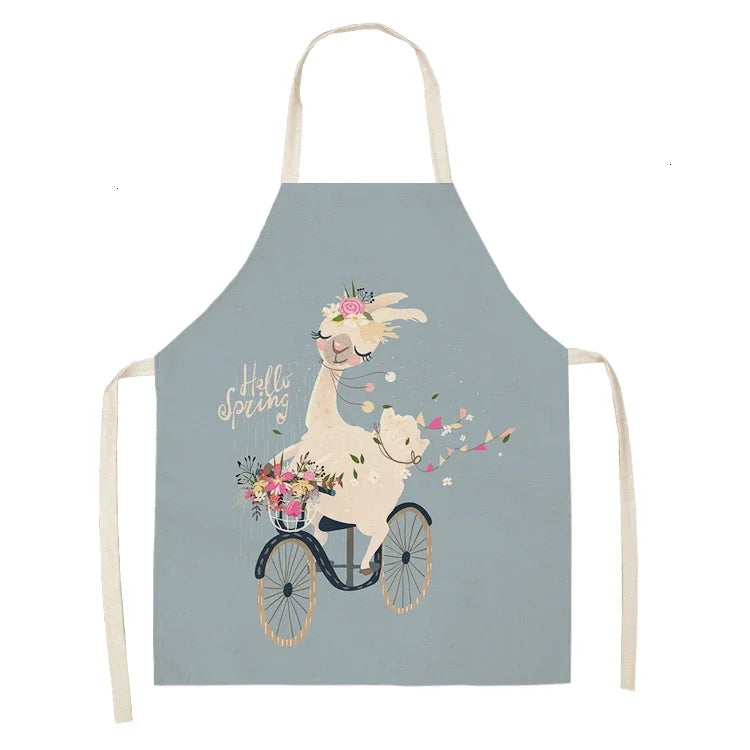Kawaii Alpaca Linen Sleeveless Apron 🌼✨ Cute Kitchen Decor for Every Season! 🥳