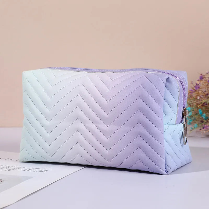 Kawaii Gradient Makeup Pouch πβ¨ | Stylish PU Leather Cosmetic Bag for Travel & Essentials ππ