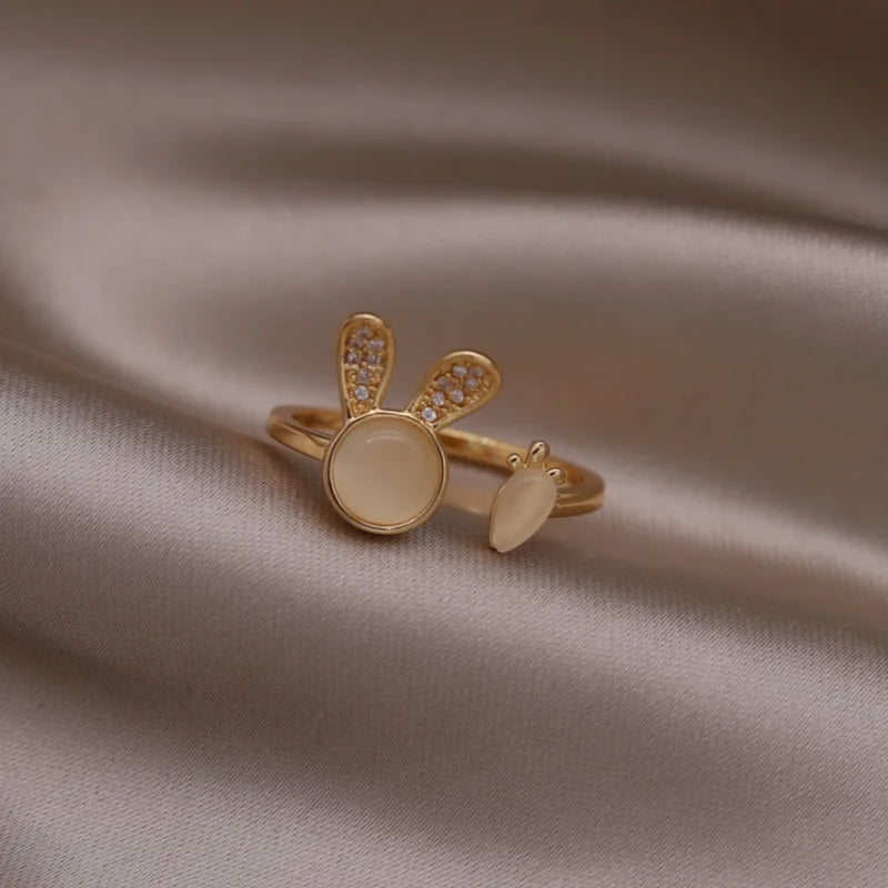 Kawaii Love Crystal Ring 💖✨ - 14K Gold Plated Heart Design for Elegant Daily Wear! 🌟💍