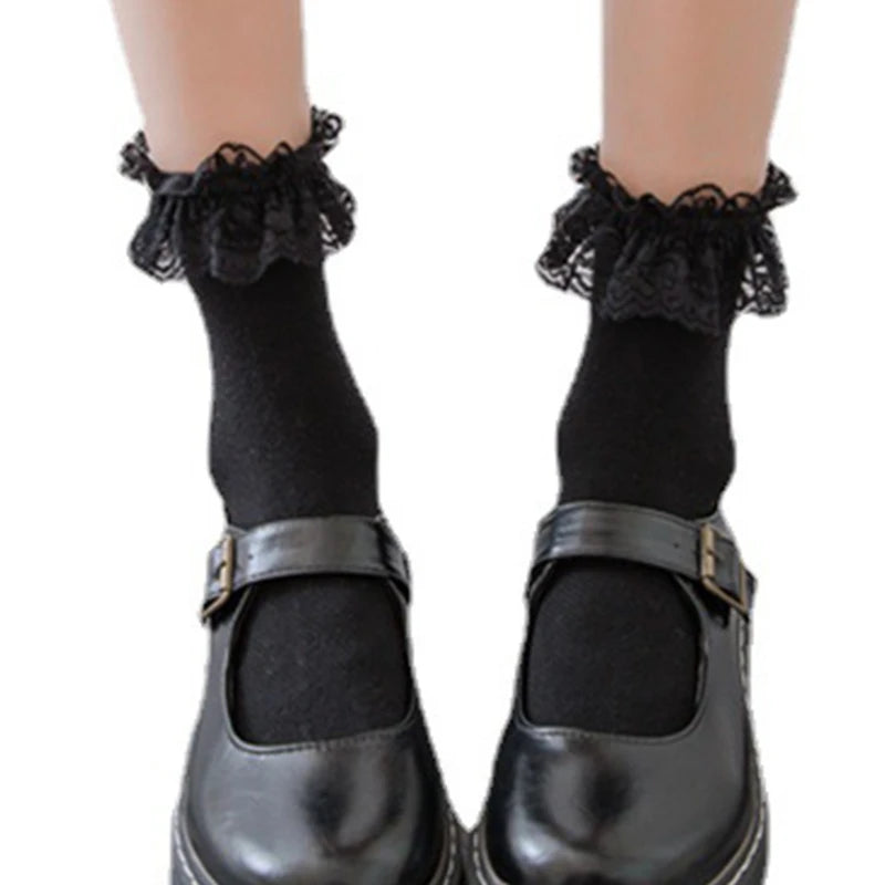 Sweetheart Striped Thigh High Fishnet Socks ππ - Ruffled Lace Over Knee Stockings for Cute Fashionistas! πβ¨ - Pixie Quill