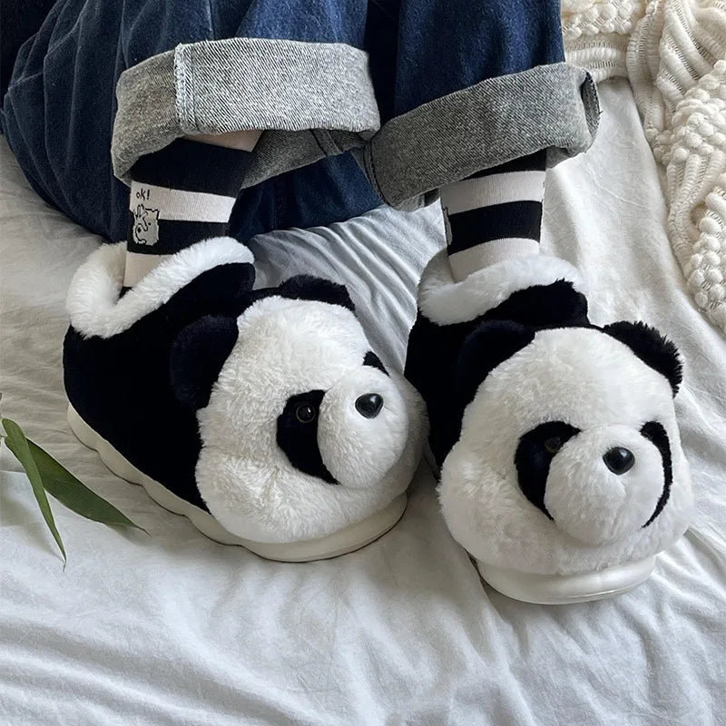 Kawaii Panda Plush Slippers 🐼✨ | Cozy Cartoon Indoor Footwear for Couples | Winter Warmth & Cute Comfort!