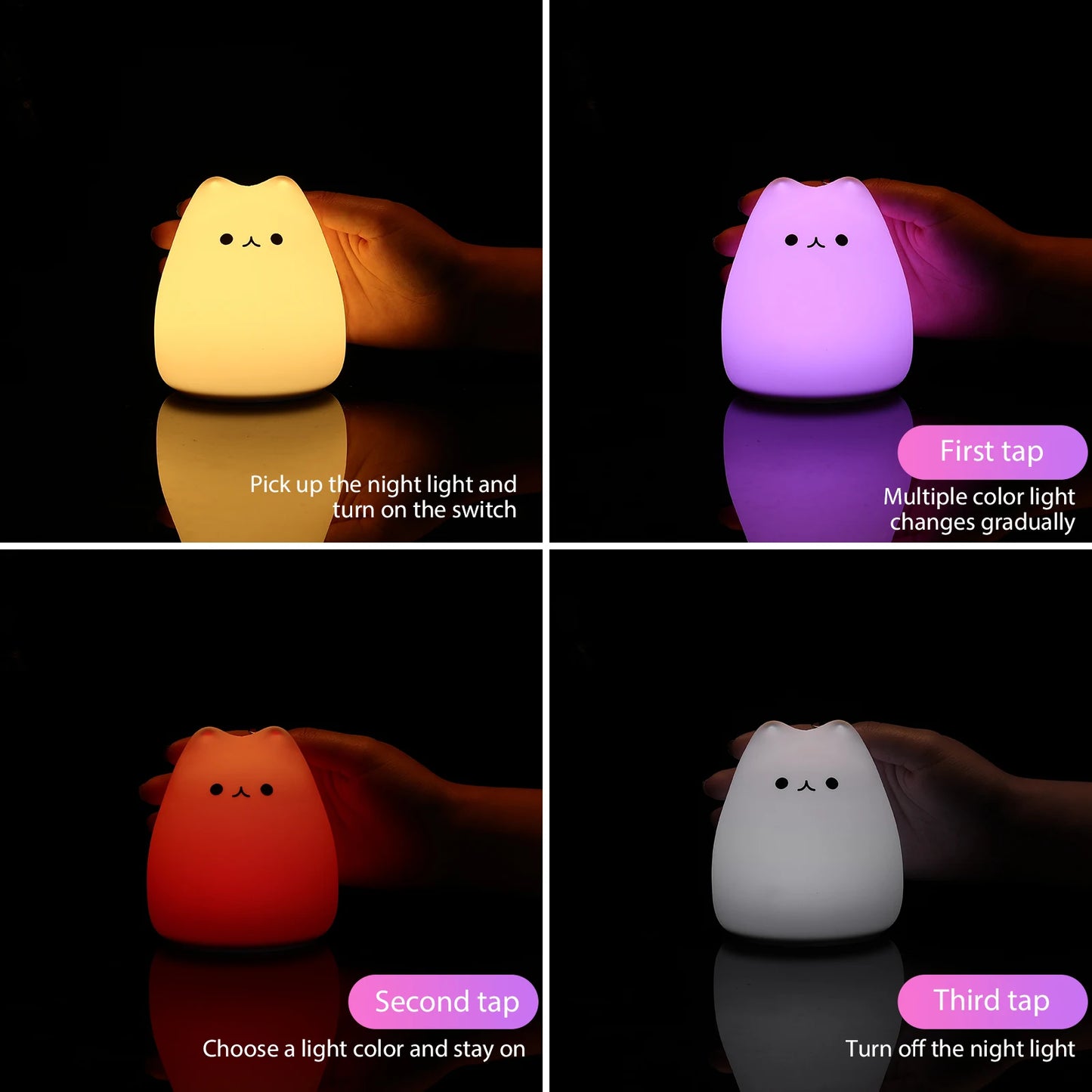 Whimsical Kawaii Cat Color-Changing Night Lamp πβ¨ - Adorable Bedside Buddy for Dreamy Nights! πΎπ