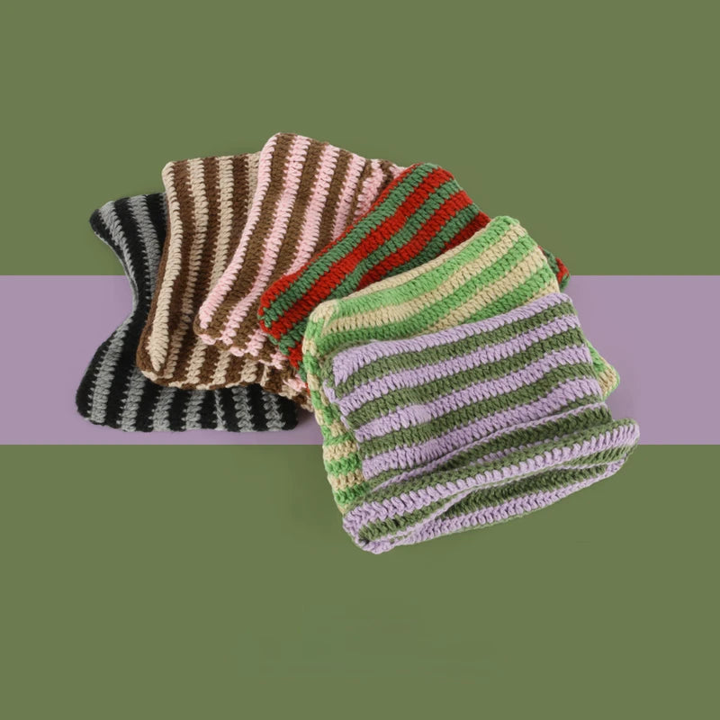 Kawaii Striped Devil Beanie π | Cute Cat Ear Knit Hat for Women πΎ | Cozy Winter Crochet Cap βοΈ
