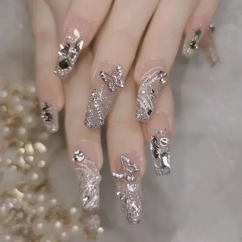 Kawaii Butterfly Dreams πΈβ¨ 24pcs Press-On Fake Nails Set with Glue - Adorable Acrylic Tips for Stylish Girls ππ¦