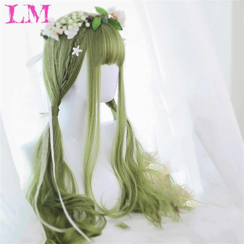 Kawaii Ombre Green Wavy Wig 🌟✨ | Heat-Resistant Fiber for Cosplay & Daily Style 💚🎀