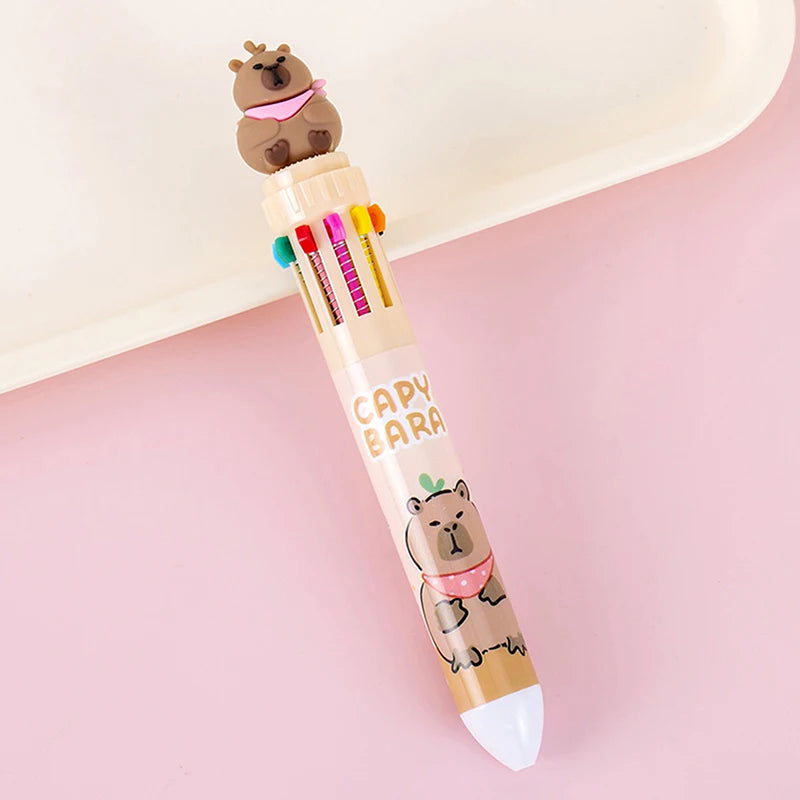 Kawaii Capybara Colorful Pens πΎβ¨ | 10 Cute Ballpoint Pens for School & Office ππ¨ | Adorable Stationery Gifts for Students
