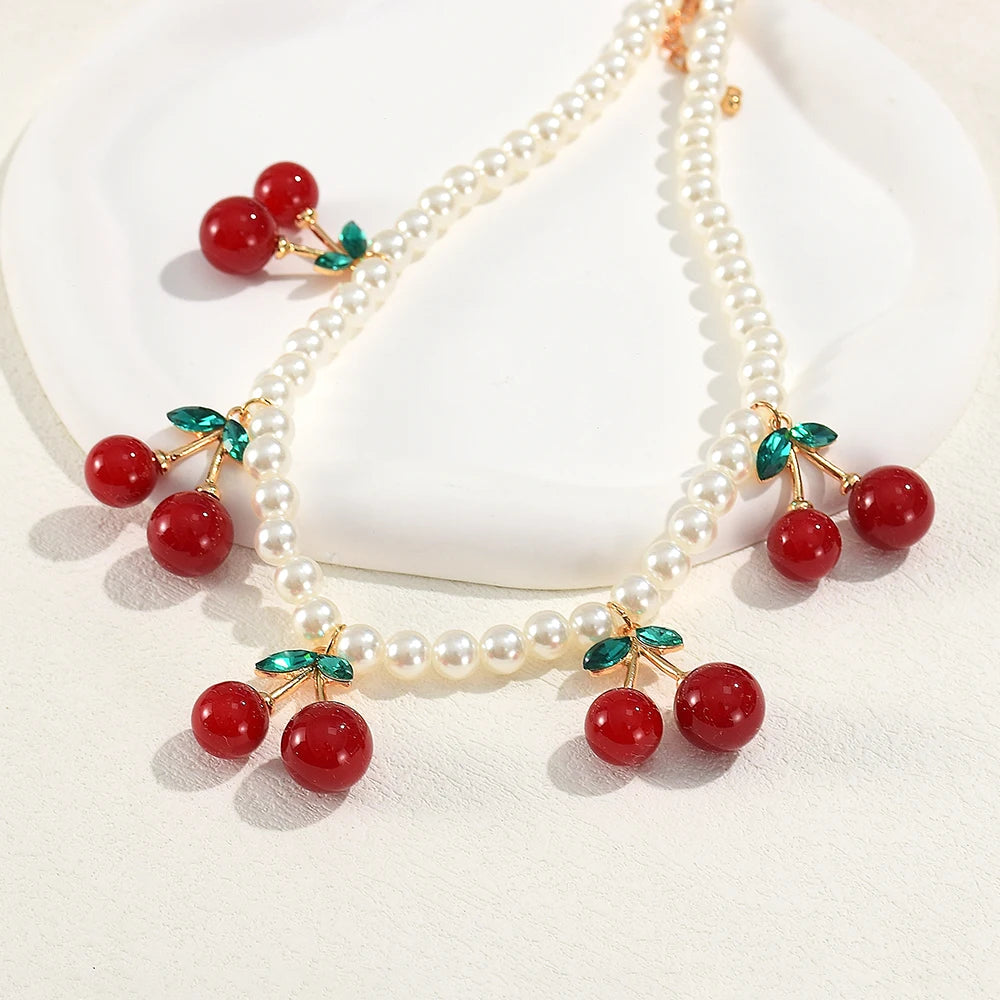 Kawaii Cherry Blossom Choker πΈπ - Adorable Vintage Pearl Pendant Necklace for Trendy Girls & Women πβ¨