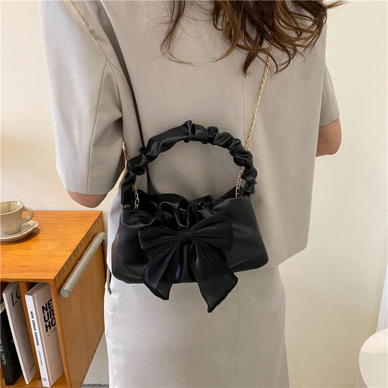 Kawaii Bowknot PU Leather Shoulder Bag π | Cute Chain Messenger Handbag for Stylish Women π