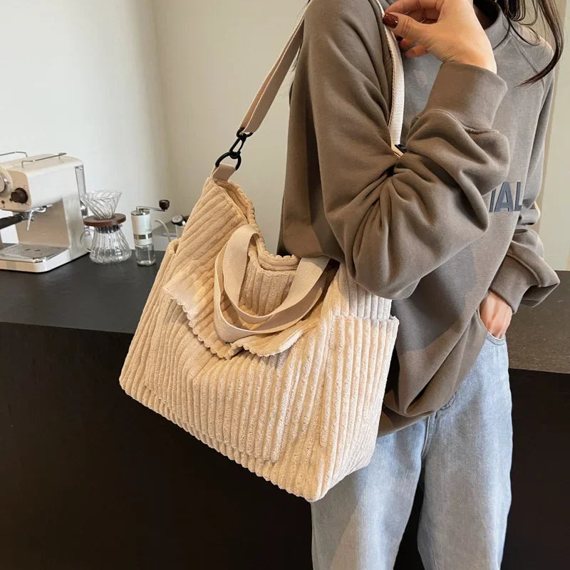 π Cozy Chic Corduroy Tote Bag πβ¨ - Your Go-To Fashion Companion for Autumn & Winter! π - Pixie Quill