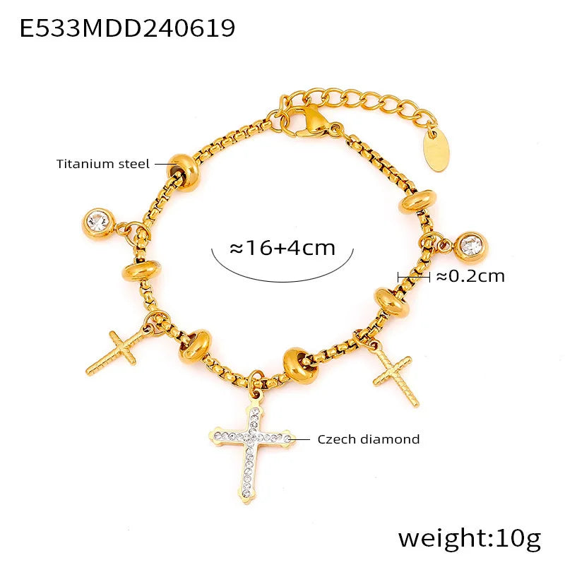 Kawaii Moon & Heart Stainless Steel Charm Bracelet 🌙💖 | Cute Luxury Jewelry Gift for Women 🎁✨