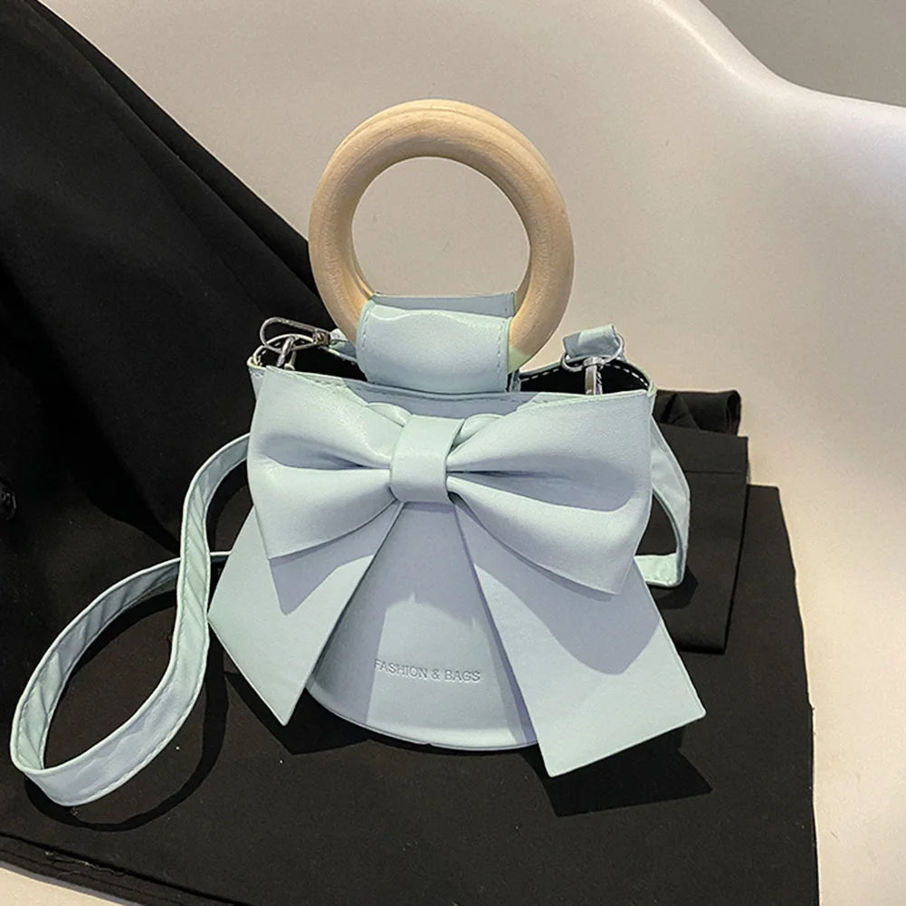 Kawaii Bow Tie Mini Bucket Bag πβ¨ | Cute Leather Crossbody Handbag for Sweet Fashionistas ππ
