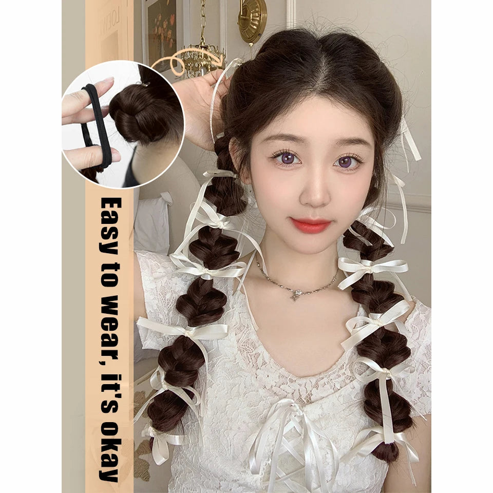β¨ AOSI QUEEN Sweet Bubble Braid Ponytail Wig π Cute Curly Fried Dough Twists for Volume β¨