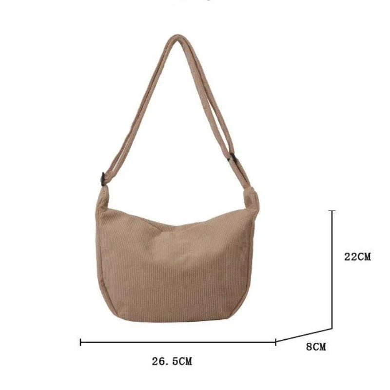 Kawaii Black Corduroy Dumpling Bag πβ¨ - Stylish Canvas Crossbody for Students! - Pixie Quill