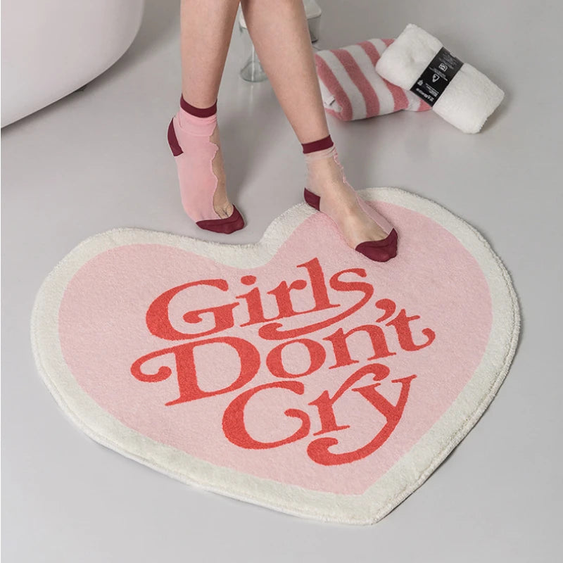 Kawaii Pink Love Round Rug πΈβ¨ Cute Girl's Room Carpet & Play Mat π Polyester Decor for Living & Bathroom