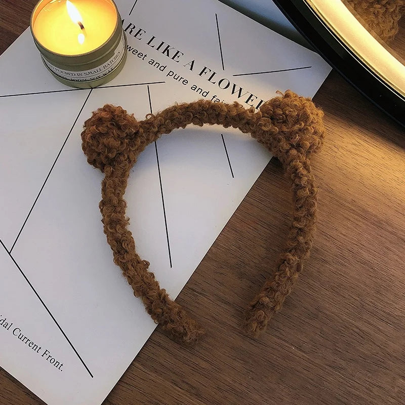 Kawaii Plush Bear Ear Headband π»β¨ - Adorable Non-Slip Hair Accessory for Makeup & Daily Fun ππ