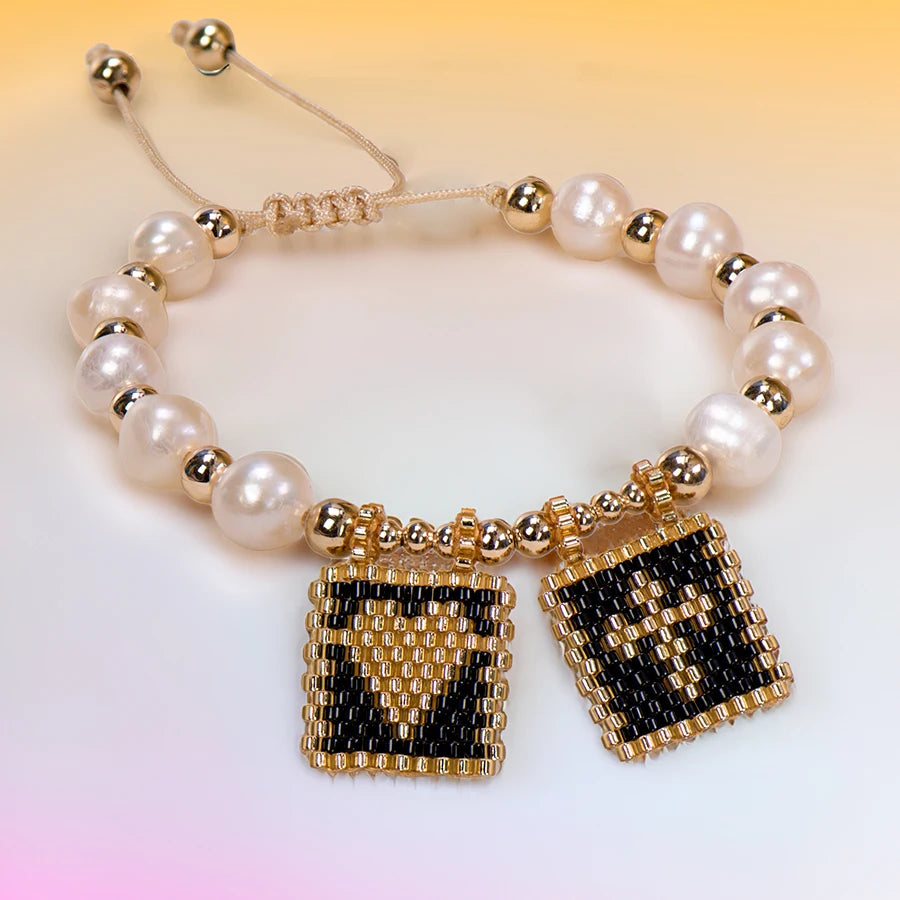 Woven Pearl Cross Heart Bracelet Beaded Miyuki Boho Christian Religious Charm Jewelry Womens 2023 Fashion Love Blessing Gift